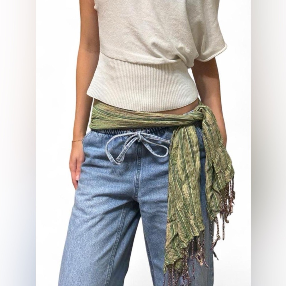 Lightweight Green Fringe Scarf Belt - Women Accessories